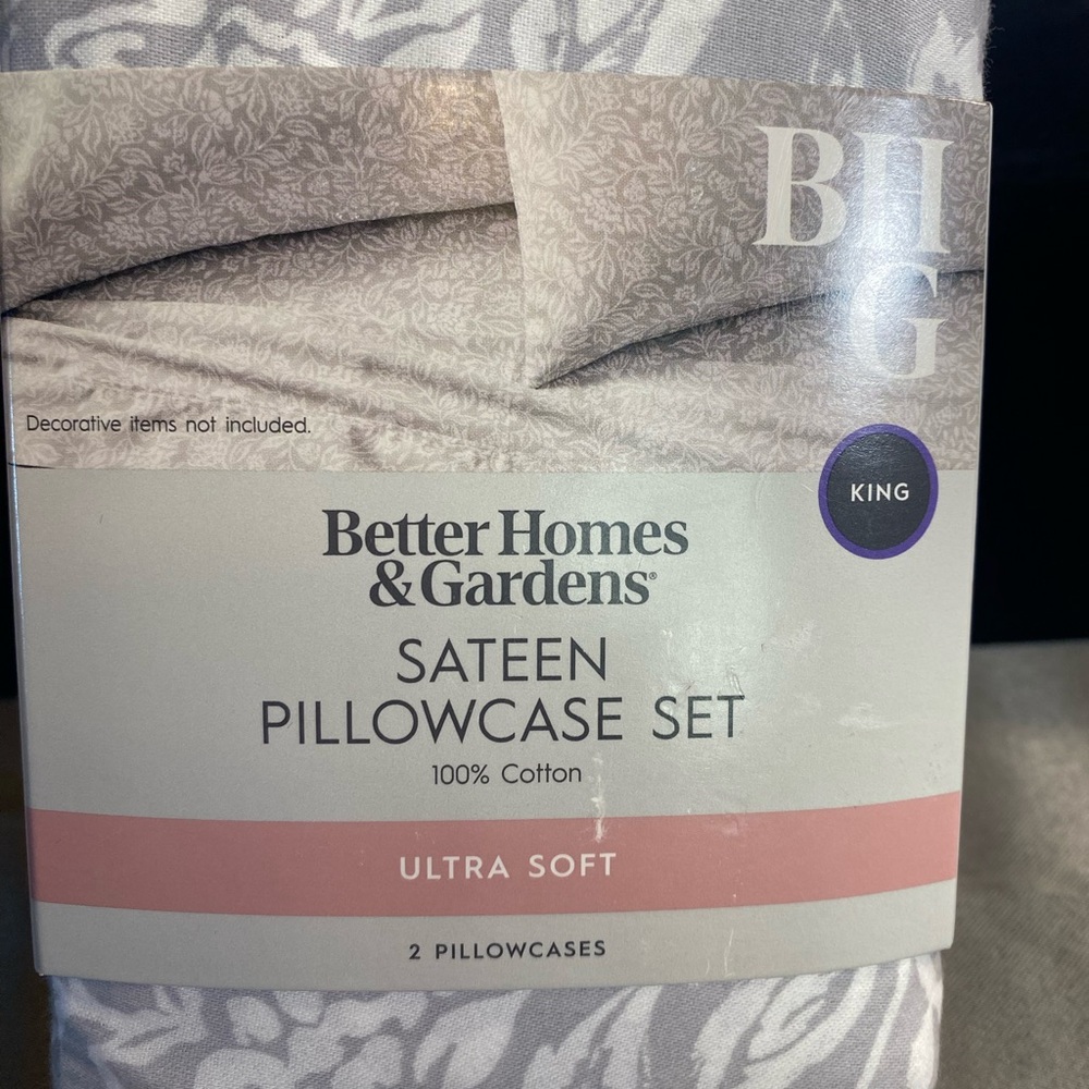 NWT Better Homes & Gardens king pillowcase set 100% cotton